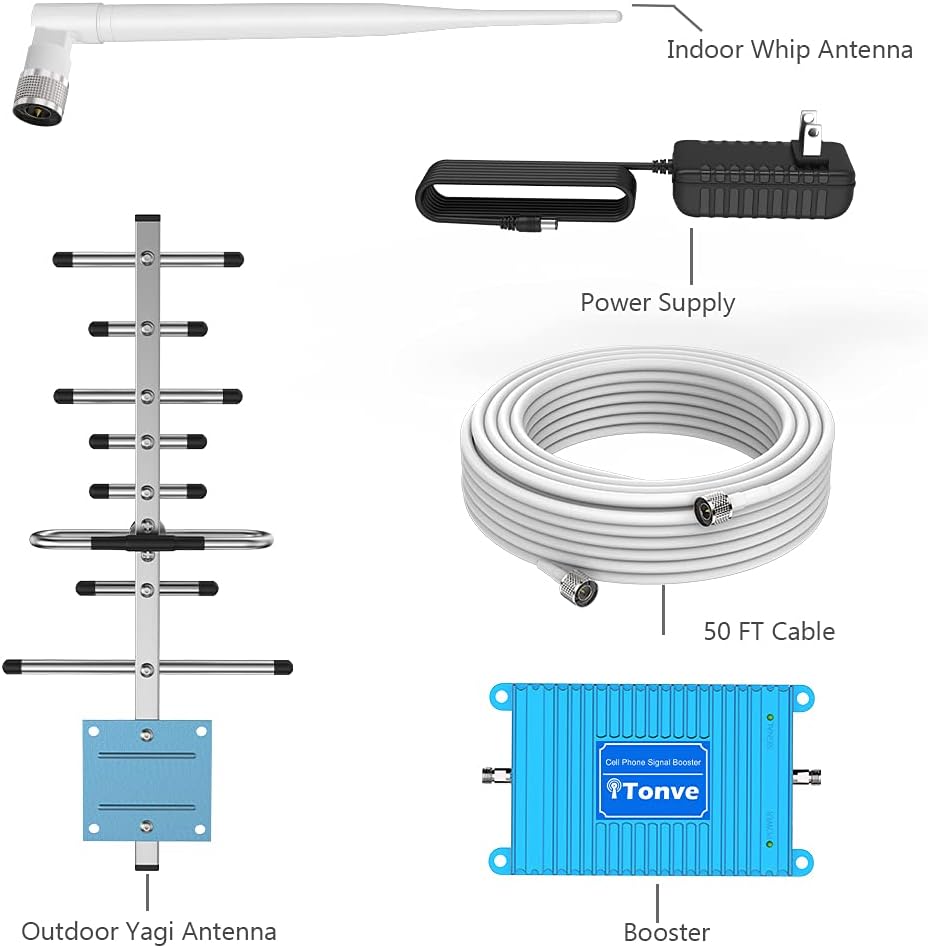 Cell Phone Signal Booster Band 2 and Band 5 850/1900Mhz Cell Signal Booster Cell Phone Repeater Amplifier for Home and Office Increase 2G 3G 4GLET 5G Data Speed and No More Dropped Calls