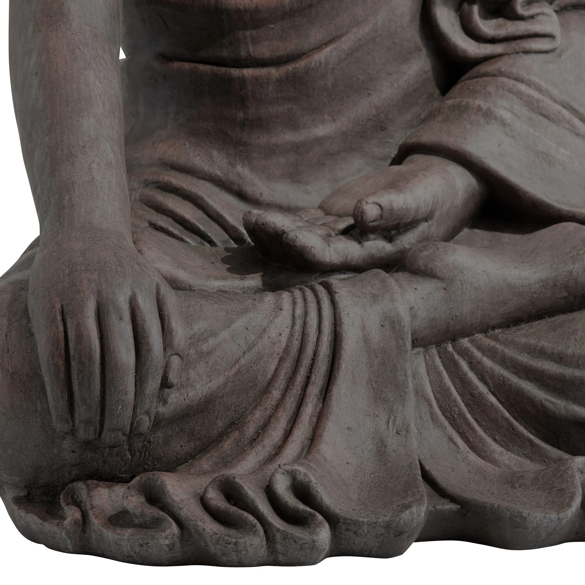 John Timberland Large Sitting Buddha Statue Sculpture Zen Asian Garden Decor Indoor Outdoor Front Porch Stone Gray Finish 42" Tall