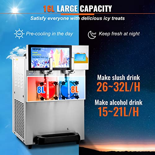 VEVOR Commercial Slushy Machine, Margarita Smoothie Frozen Drink Maker, Slushie Machine for Party Cafes Restaurants Bars Home Use