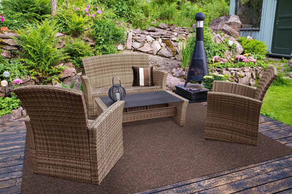 Heavy-Duty Ribbed Indoor/Outdoor Carpet with Rubber Marine Backing - Tuscan Brown 6' x 10' - Several Sizes Available - Carpet Flooring for Patio, Porch, Deck, Boat, Basement or Garage