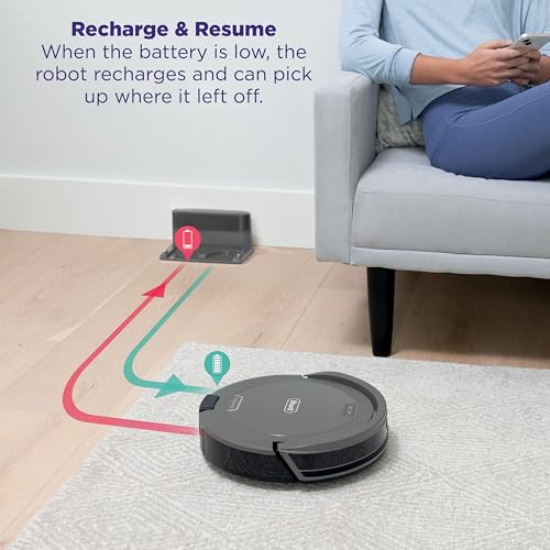 Shark Navigator Robot Vacuum and Self-Empty Base with Bagless 60-Day Capacity Self-Empty Base, SmartPath Navigation, Powerful Pet Hair Pickup, Anti-Hair Wrap, For Carpets & Hard Floors, Grey, RV2120AE