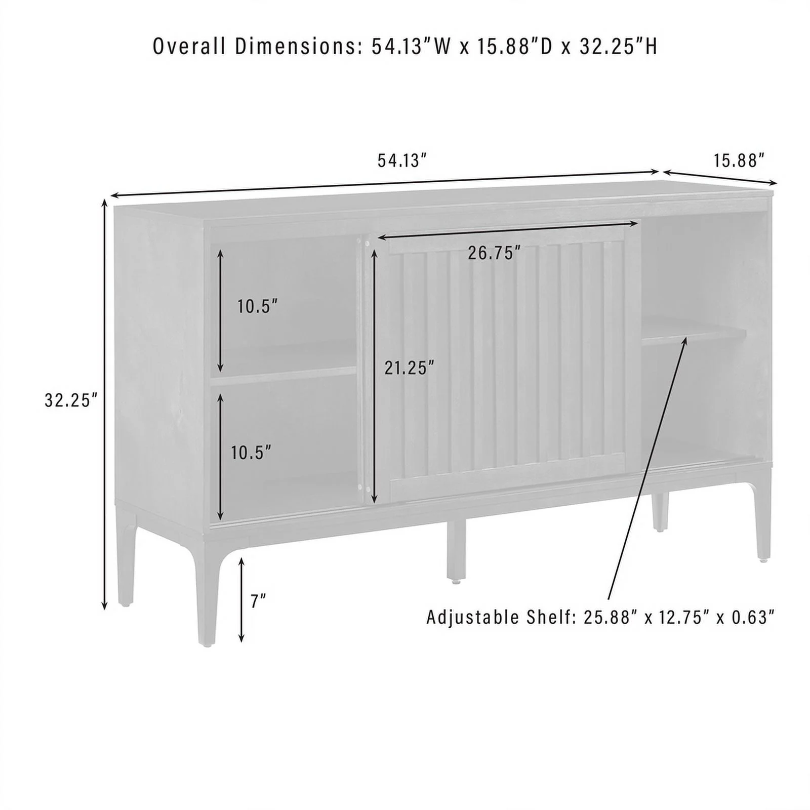 Crosley Furniture Asher Modern Particle Board Wood Sideboard in Dark Brown