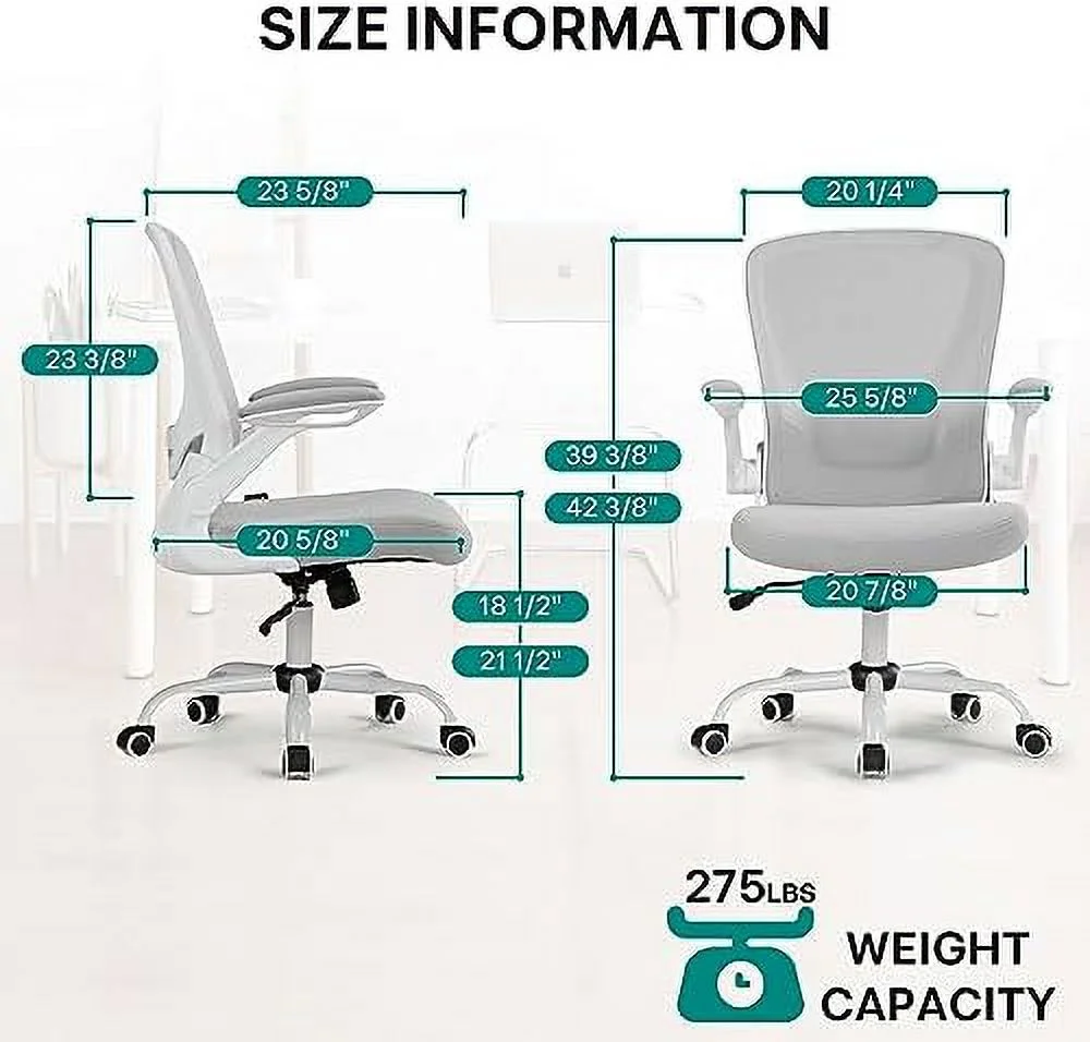 FDSHOIYN ERGONOMIC Ergonomic Office Chair  Comfortable Office Chair with Lumbar Support  Breathable Mesh Chair with Adjustable Height  Home Office Desk Chairs with Flip-up Armrests  Rolli - Curated Treasures Market