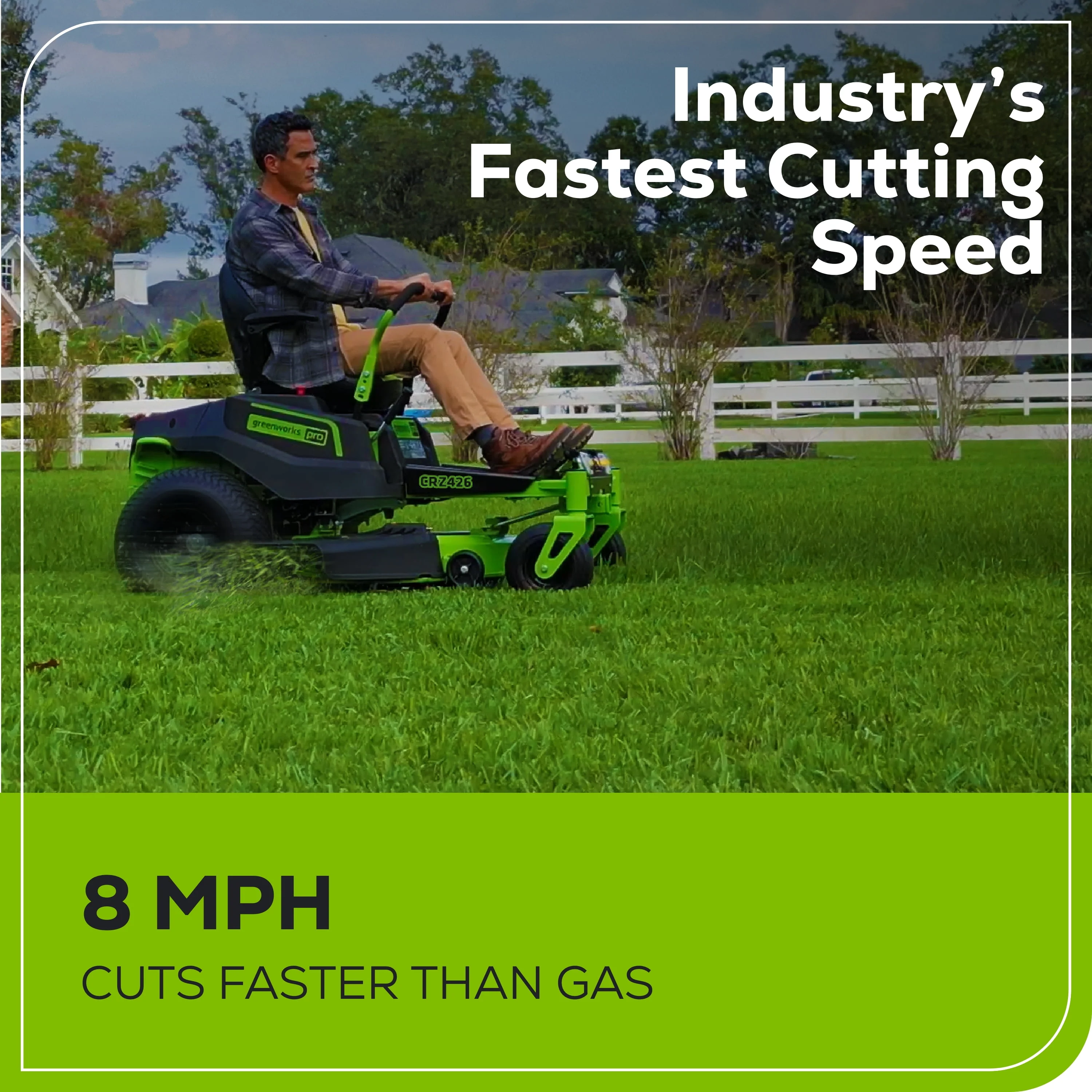Greenworks 60V 42” Cordless Battery Crossover-Z Zero Turn Riding Lawn Mower with Six (6) 8Ah Batteries & Three (3) Dual Port Turbo Chargers 7409302