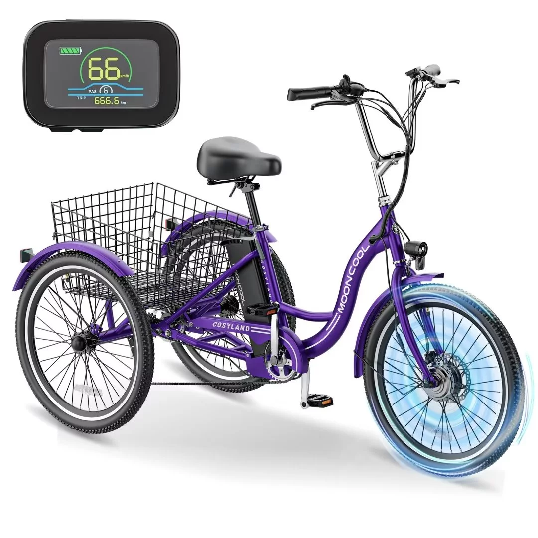 Docred 24'' Adult Electric Tricycles 3 Wheel Electric Bike, 15.5 mph 500W Electric Trikes for Seniors，7-Speed & 4 Adjustable Riding Modes Electric Tricycle with 36V Removable Lithium Battery