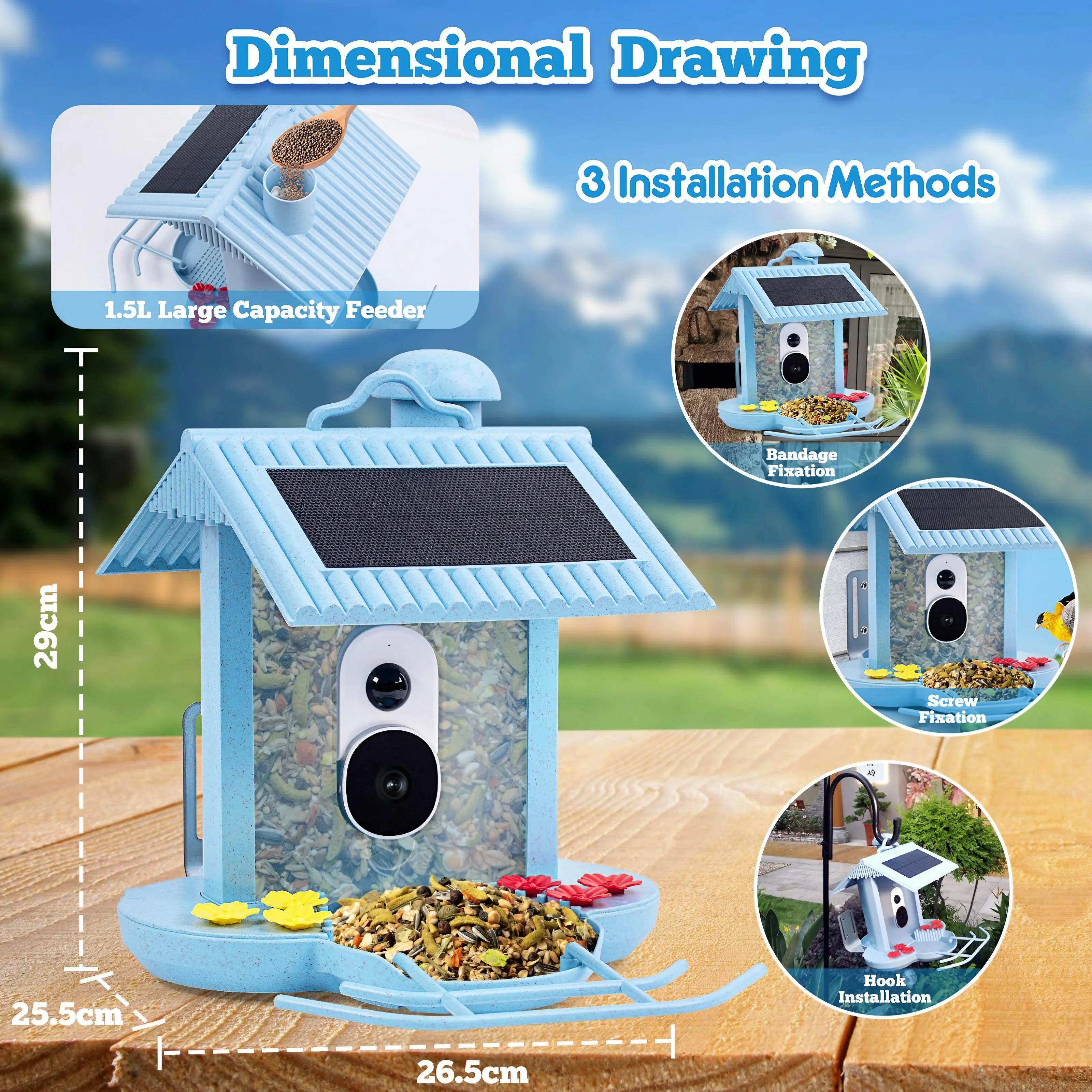 Smart Bird Feeder with Camera Solar, Hummingbird Feeder Water Feeding, AI Identify Bird Species with 128G TF Card, Ideal Bird Buddies Gift for Bird Lovers