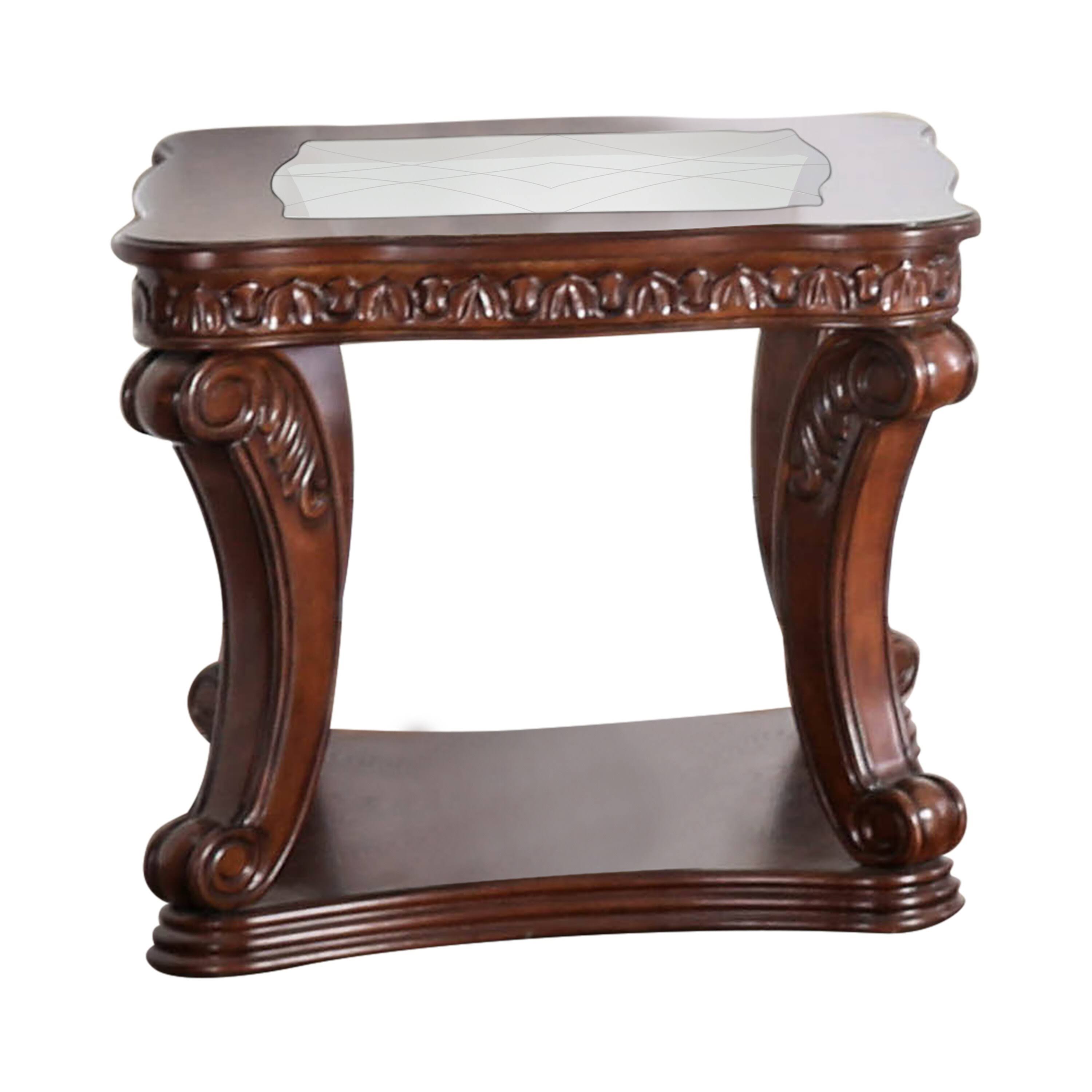 Furniture of America Rend Traditional Oak Solid Wood End Table, Brown