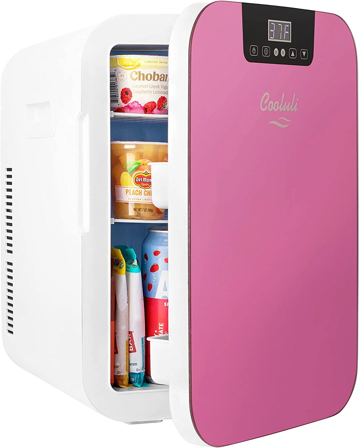Cooluli 20L Mini Fridge For Bedroom - Car  Office Desk &amp; College Dorm Room - Glass Front &amp; Digital Temperature Control - 12v Small Refrigerator for Food  Drinks  Skincare  Beauty