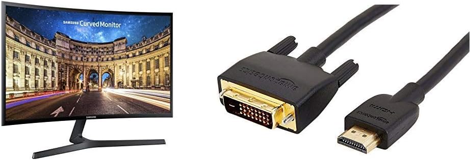 SAMSUNG 27" Curved Monitor Bundle with HDMI to DVI Adapter Cable (6 Feet) | LC27F398FWNXZA