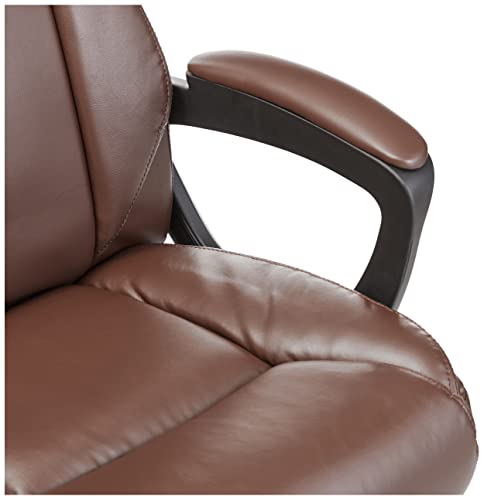 Amazon Basics Classic Puresoft PU Padded Mid-Back Height Adjustable Office Computer Desk Chair with Armrest, 26"D x 23.75"W x 42"H, Black