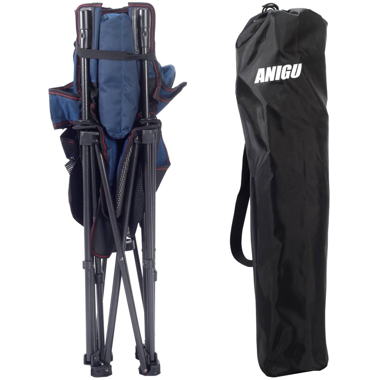 ANIGU Mesh Lounge Reclining Folding Camp Chair with Footrest (Blue)