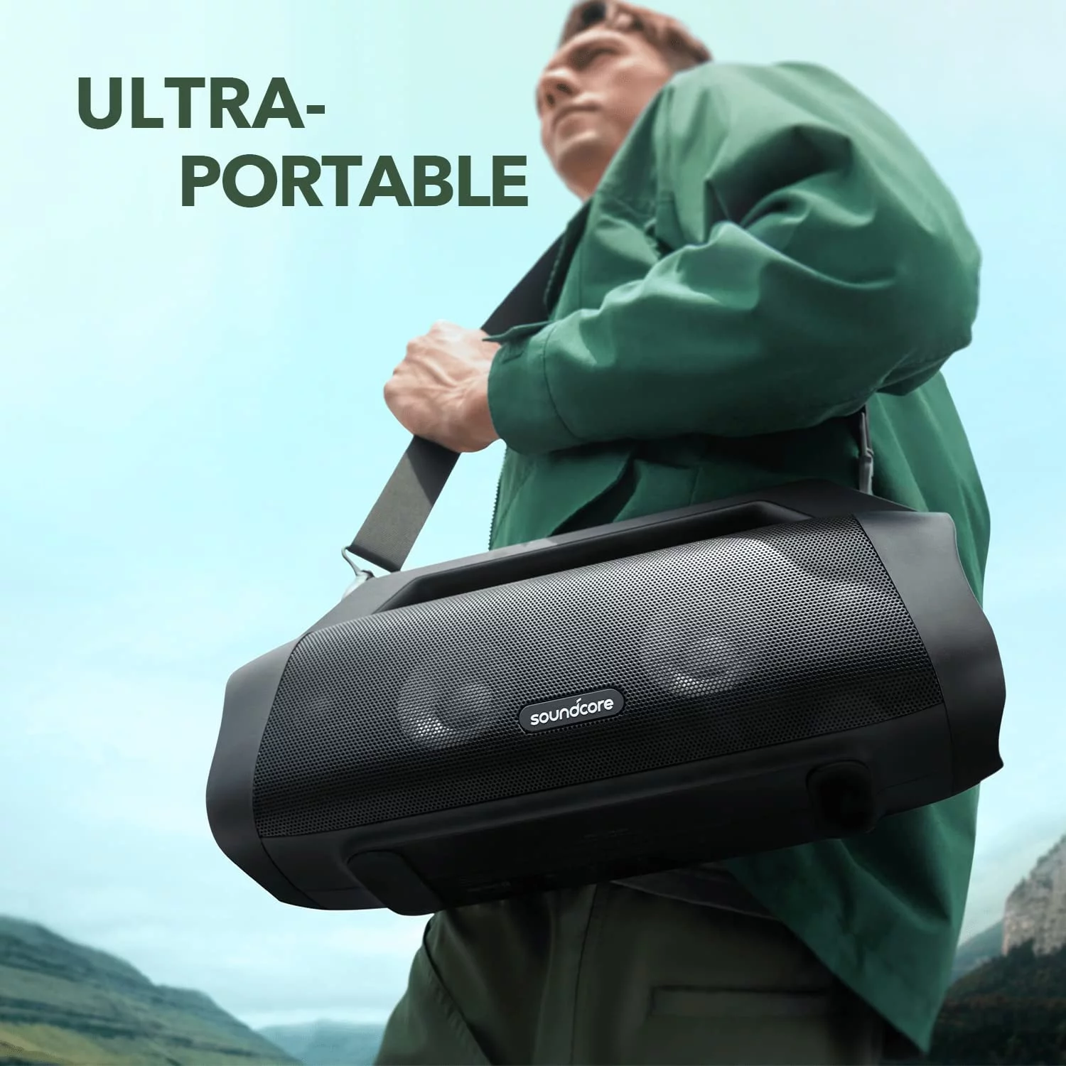 Soundcore Anker Motion Boom Plus Outdoor Bluetooth Speaker,80W Booming Sound,Portable with Strap for Camping