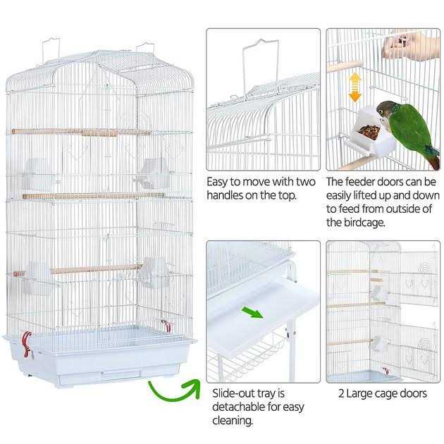 Yaheetech Open Top Metal Bird Cage Large Rolling Parrot Cage with Stand - Pet Supplies online store