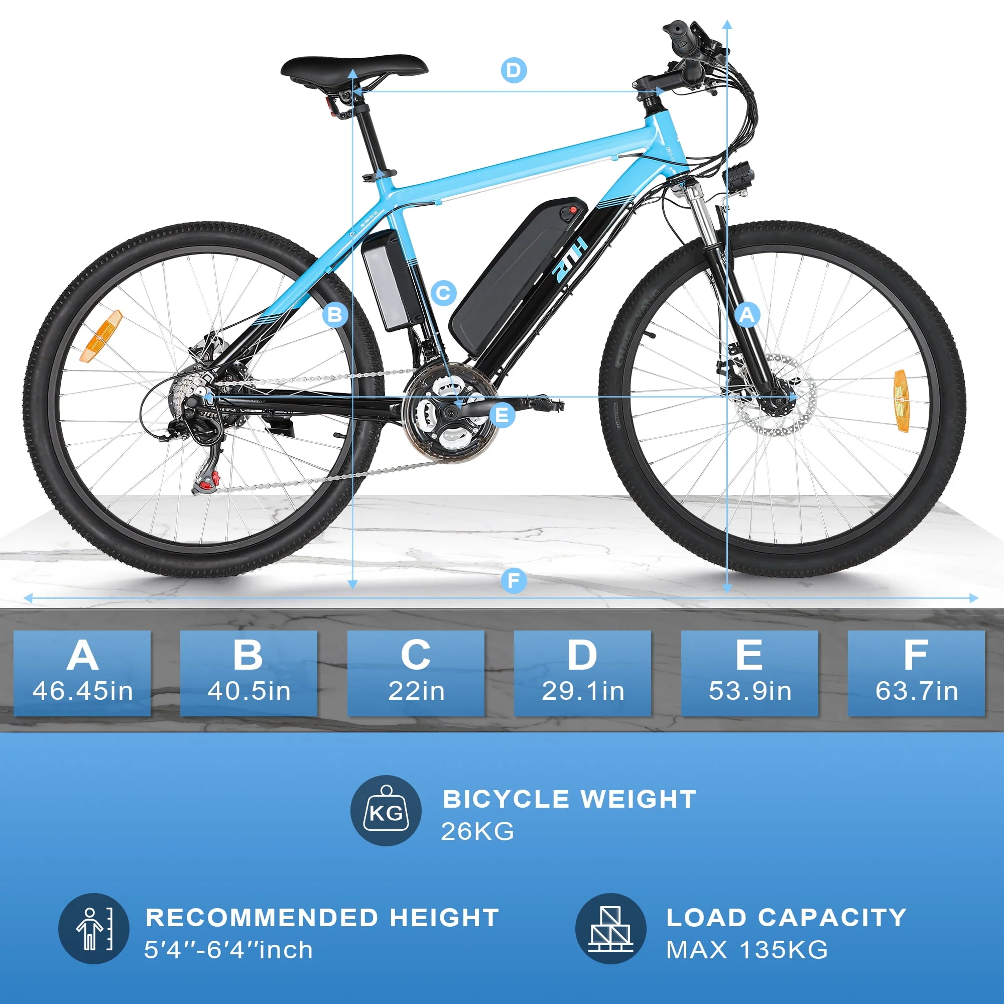 ZNH Electric Bike 26 Electric Mountain Bicycles 350W Motor E bike 21 Speed 36V 10Ah Electric Commuter Bike 20MPH Black Electric Bicycle Ebike