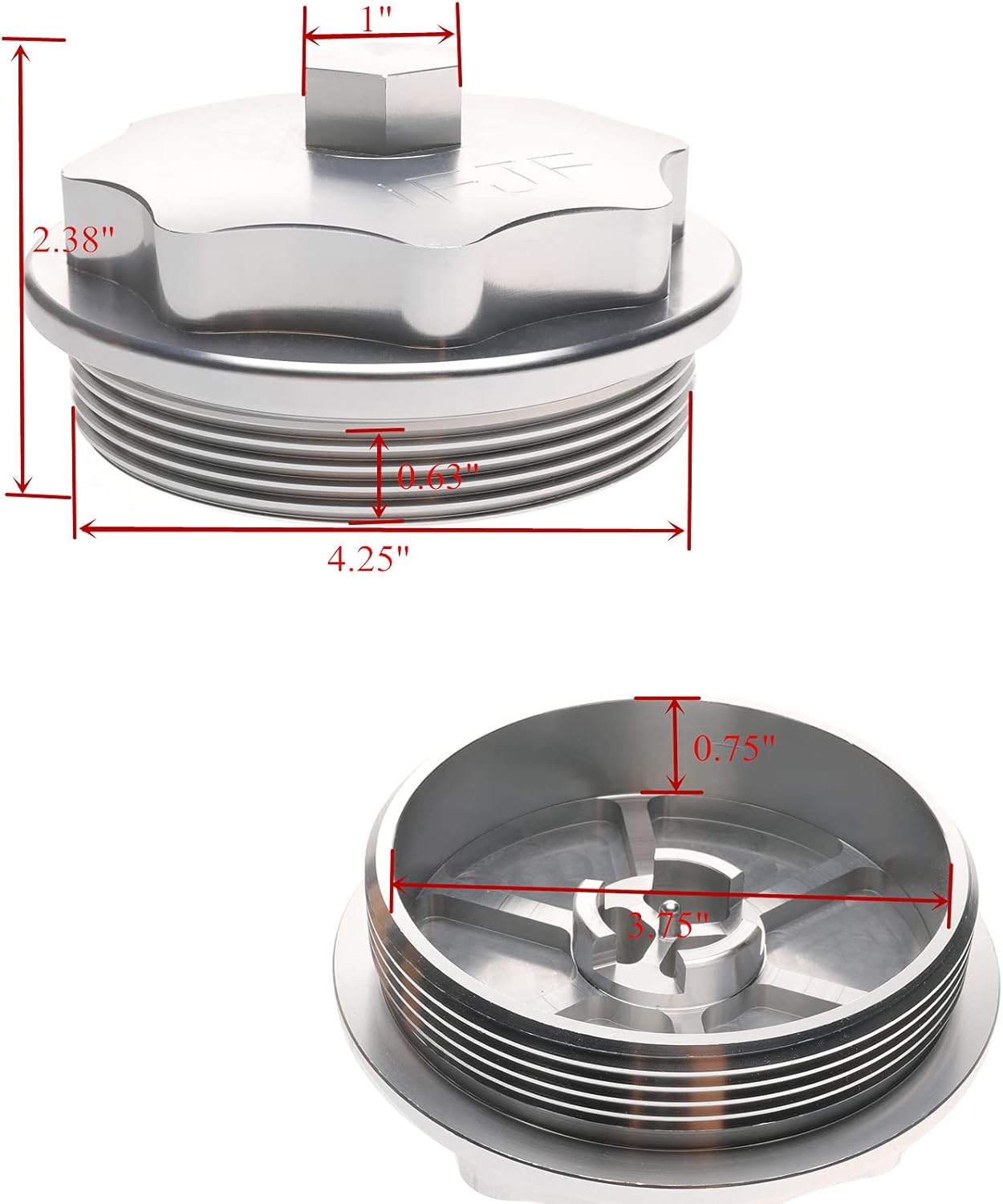 iFJF F81Z9G270BA Fuel Filter Cap Replacement for Powerstroke 7.3L V8 1999-2003 F250 F350 F450 F550 Super Duty 2000-2003 Excursion Billet Aluminum 1831193C91 RK31449 904-203 Pack of 2