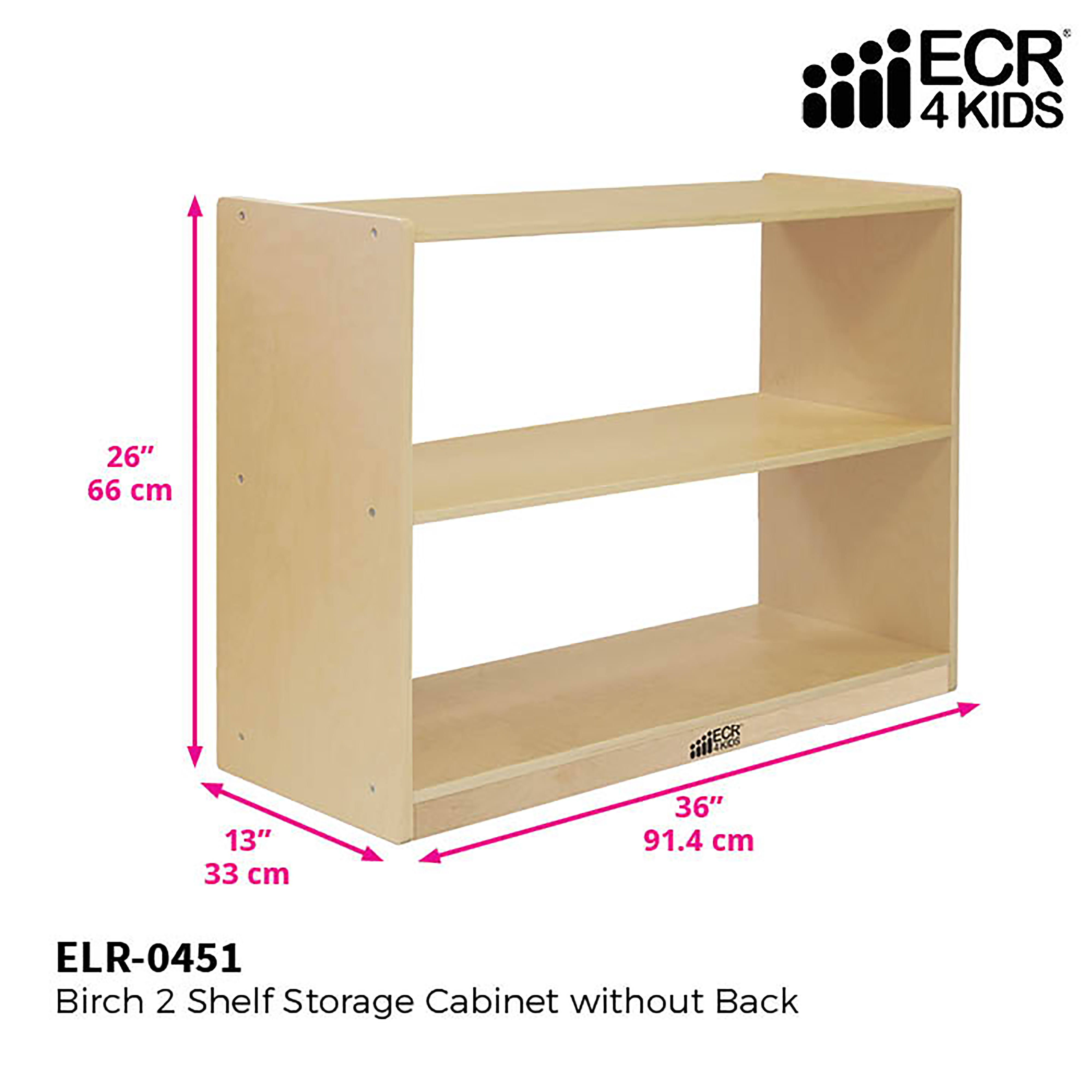 Ecr4kids 2 Shelf Birch Storage Cabinet Without Back