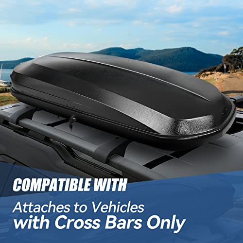 Auto Dynasty Hard Shell Roof Top Mount Car Storage Travel Luggage Box Cargo Carrier, 53 (L) x 34 (W) x 15 (H) Inches, Capacity 110 Pounds, 11 Cubic Feet (Tool-Free Install), Glossy Black Finish