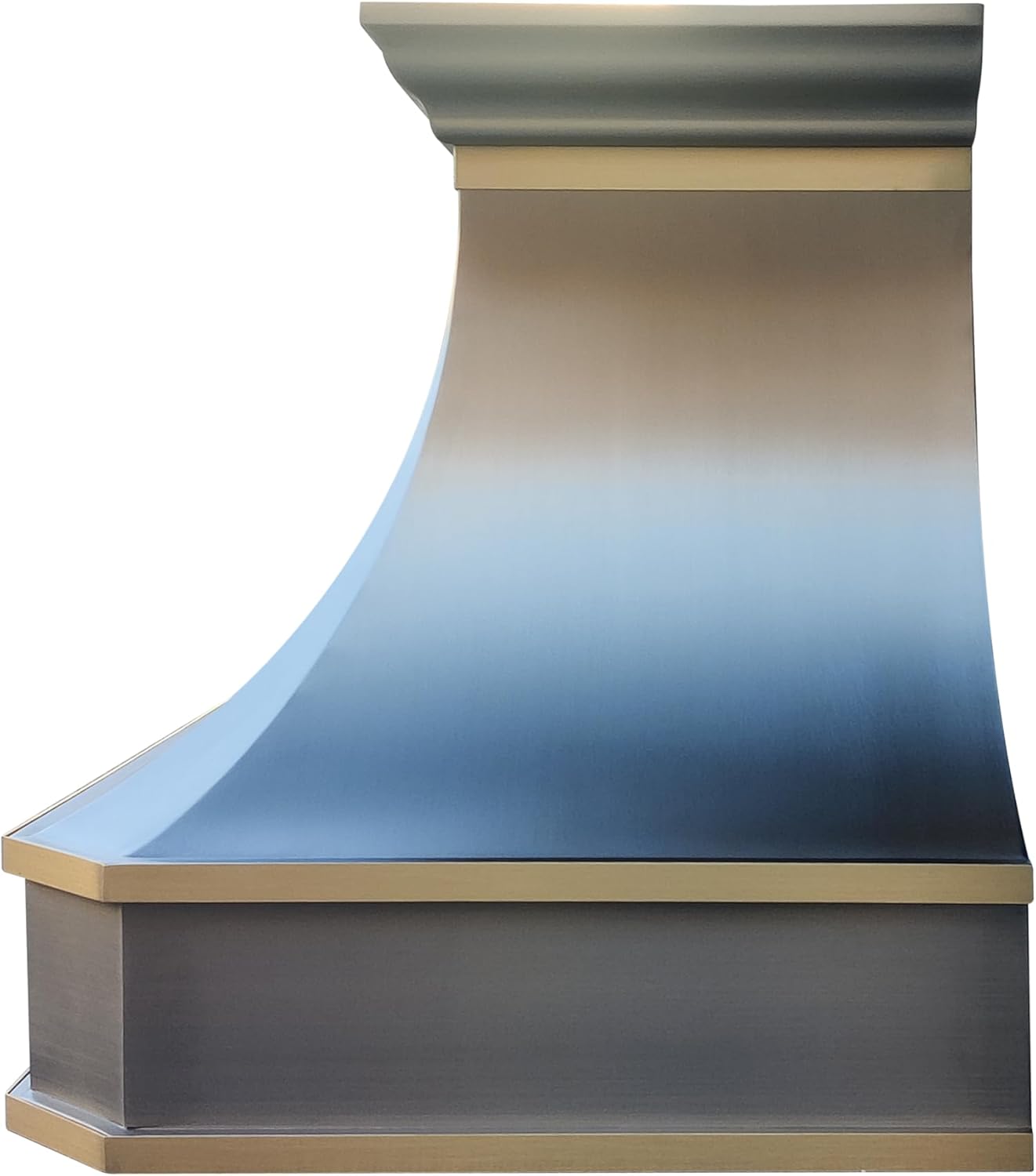 Stainless Steel Range Hood Island Mount 42'' W,42'' H, CT Copper Tailor Custom Handmade Metal Kitchen Vent Hood, With 4-Speed Exhaust Fan & LED Light,SH3-BS