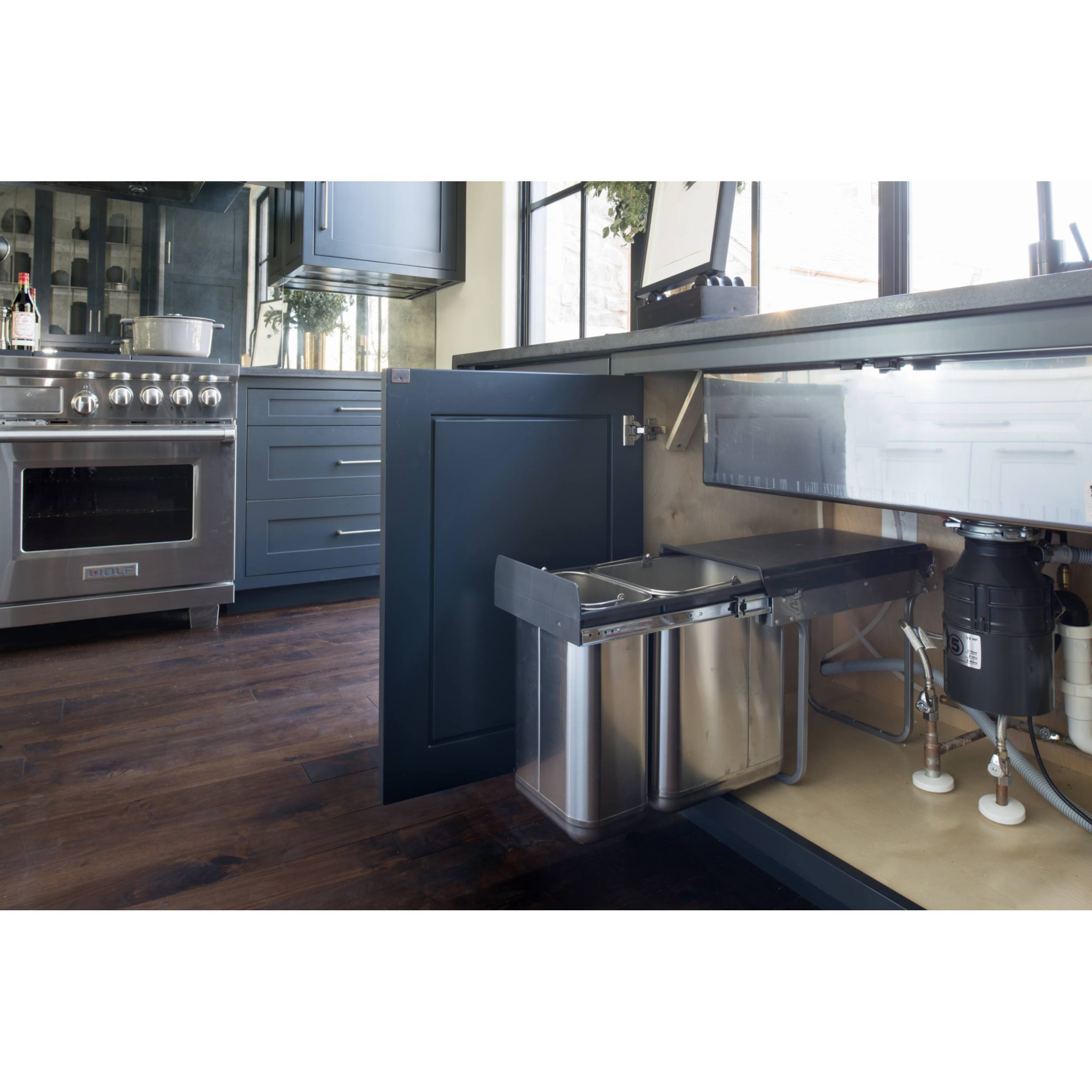 Rev-A-Shelf Double Steel Top Mount Waste Trash Can