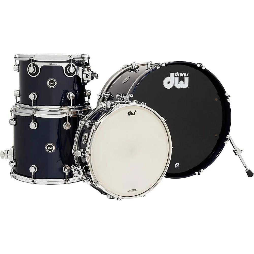 DW DWe Wireless Acoustic-Electronic Convertible 4-Piece Shell Pack With 20" Bass Drum Lacquer Custom Specialty Midnight Blue Metallic - Curated Treasures Market