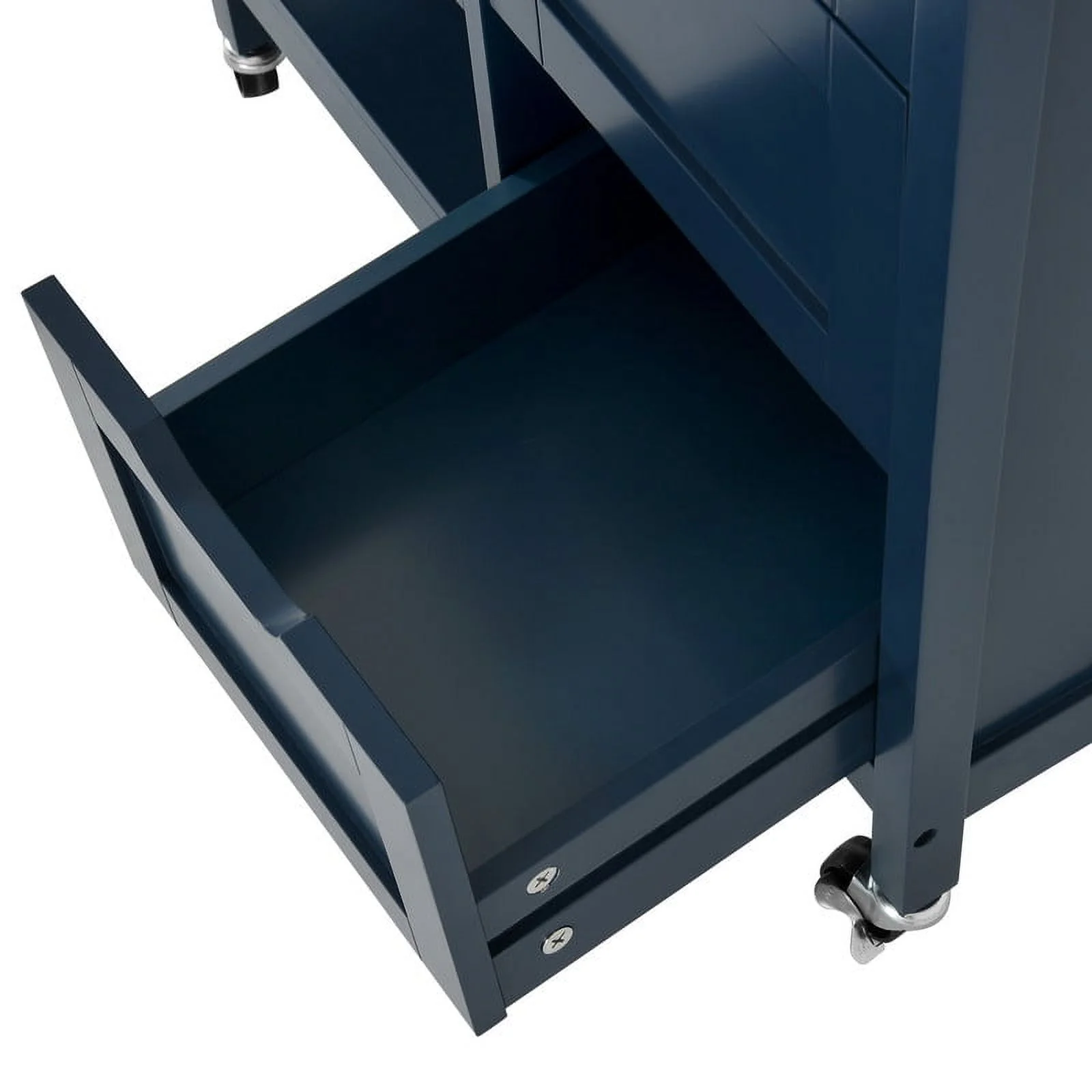 DWVO 3 Tier Kitchen Island Cart with Storage, Rolling Kitchen Cart with Large Countertop, Opening Shelves and Drawers for Kitchen Dining Room, Blue