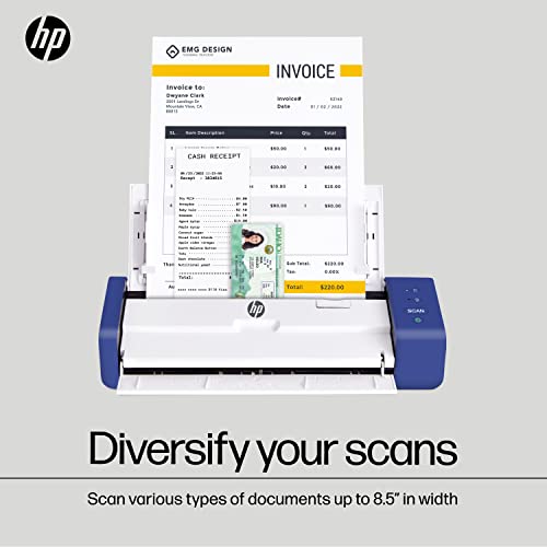 HP Compact Desktop Duplex USB Mobile Document & Photo Scanner with Auto-Feed Tray for Portable 2-Sided Digital Scanning, Model HPPS200, for Home & Office, PC and MAC, HP WorkScan Software Included