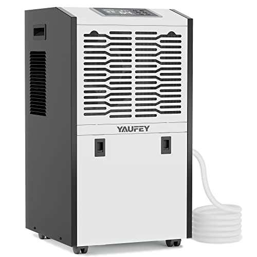 Yaufey Commercial Dehumidifier and Drain Hose, Intelligent Humidity Control, Large Capacity Dehumidifier for Large Basement, Garage and Warehouse