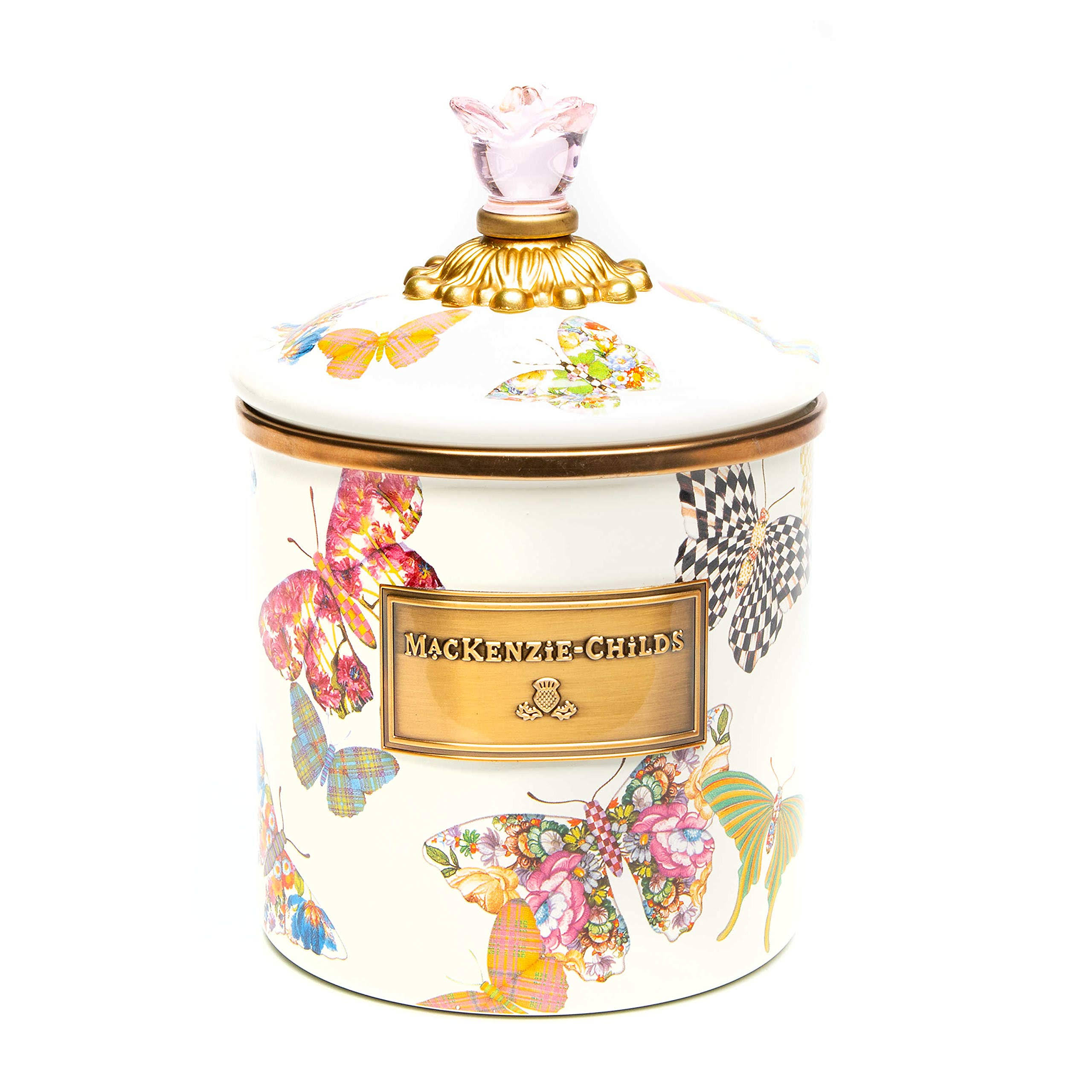 MacKenzie-Childs Butterfly Garden Small Canister - White