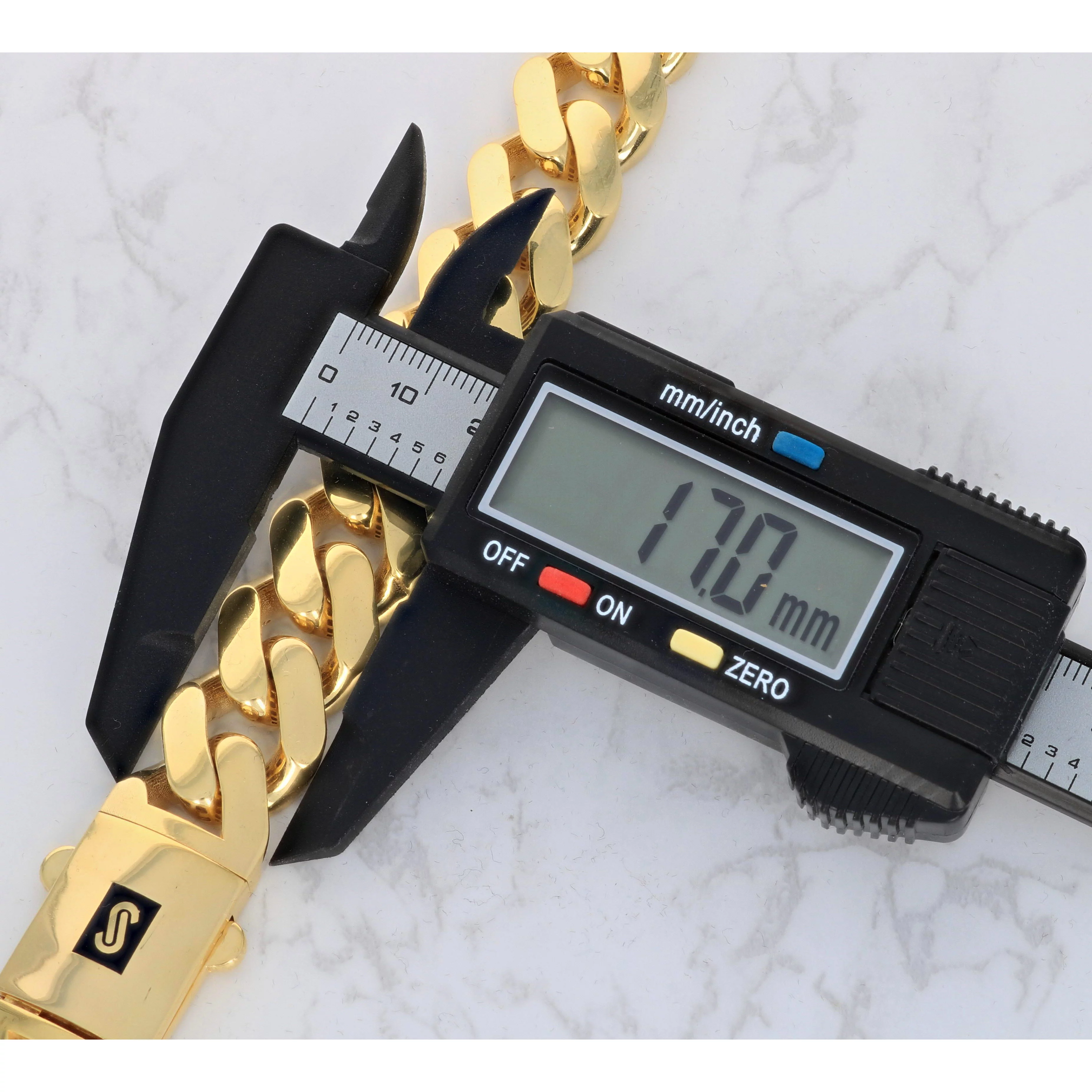 Nuragold 10k Yellow Gold 17mm Royal Monaco Miami Cuban Link Chain Necklace, Mens Jewelry Fancy Box Clasp 22" - 30"