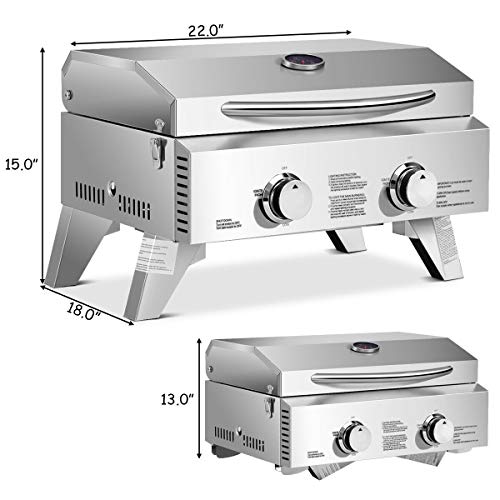 Giantex Propane Gas Grill with Main Burners, Stainless Steel Heavy-Duty BBQ Grill for Backyard Party Outdoor Cooking