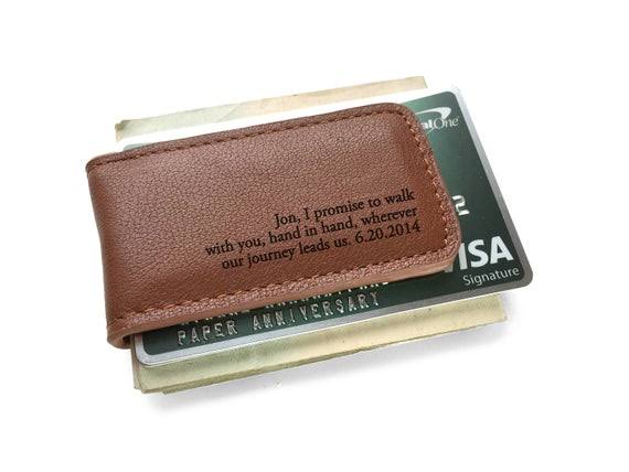 Anniversary Gift for Him / Leather Anniversary / 3rd Anniversary Him / Personalized Money Clip / Genuine Leather / Husband Anniv