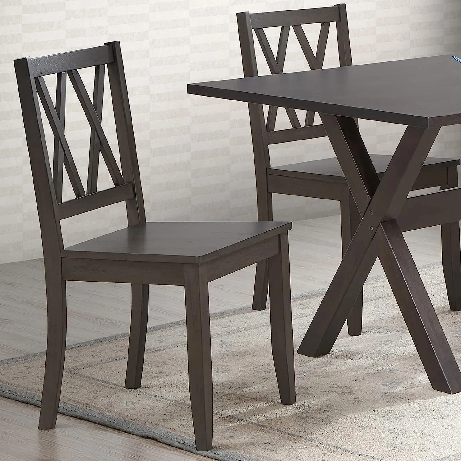 Duhome Farmhouse Dining Chairs Set of 2 Wooden Dining Room Chairs with Cross Back Country Cottage Kitchen Chairs Side Chairs, Gray