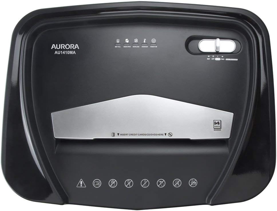 Aurora Professional Grade 14-Sheet Micro-Cut Paper and CD/Credit Card Shredder/ 30 Minutes Continuous Run Time (AU1410MA)