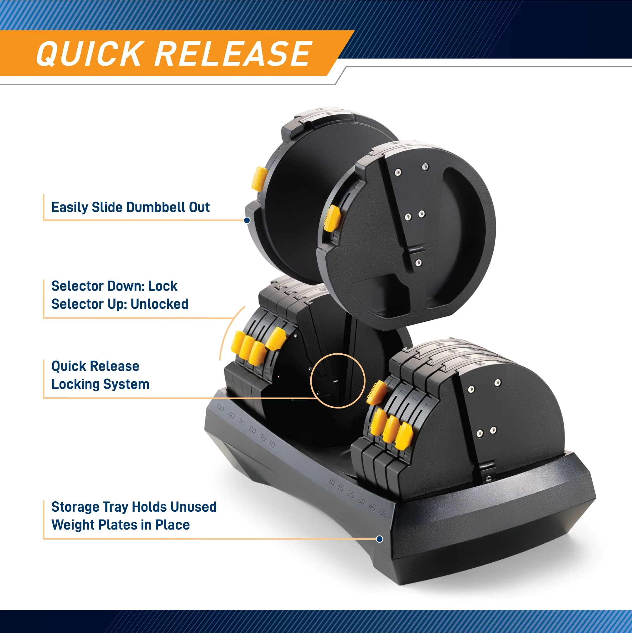 Marcy Adjustable Dumbbell System (SINGLE), 6 Dumbbells-in-1 up to 50lbs ADDB-6198