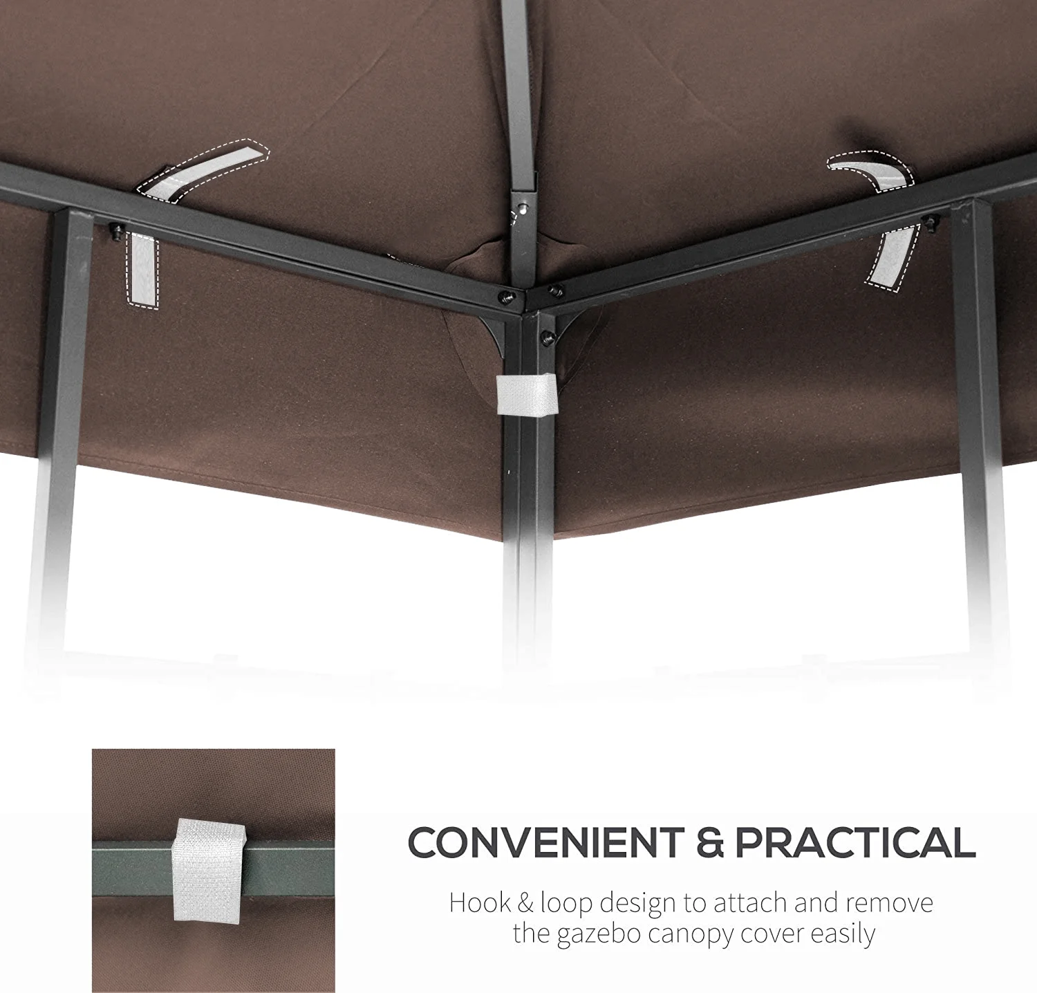 Dcenta 10x10 Ft Outdoor Patio Gazebo Replacement Canopy, Double Tiered Gazebo Tent Roof Cover Only（Frame Not Include）