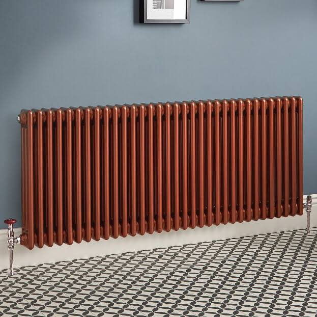 Hudson Reed Regent - Cast Iron Hot Water Radiator - Choice of Sizes - Horizontal European Design - Copper