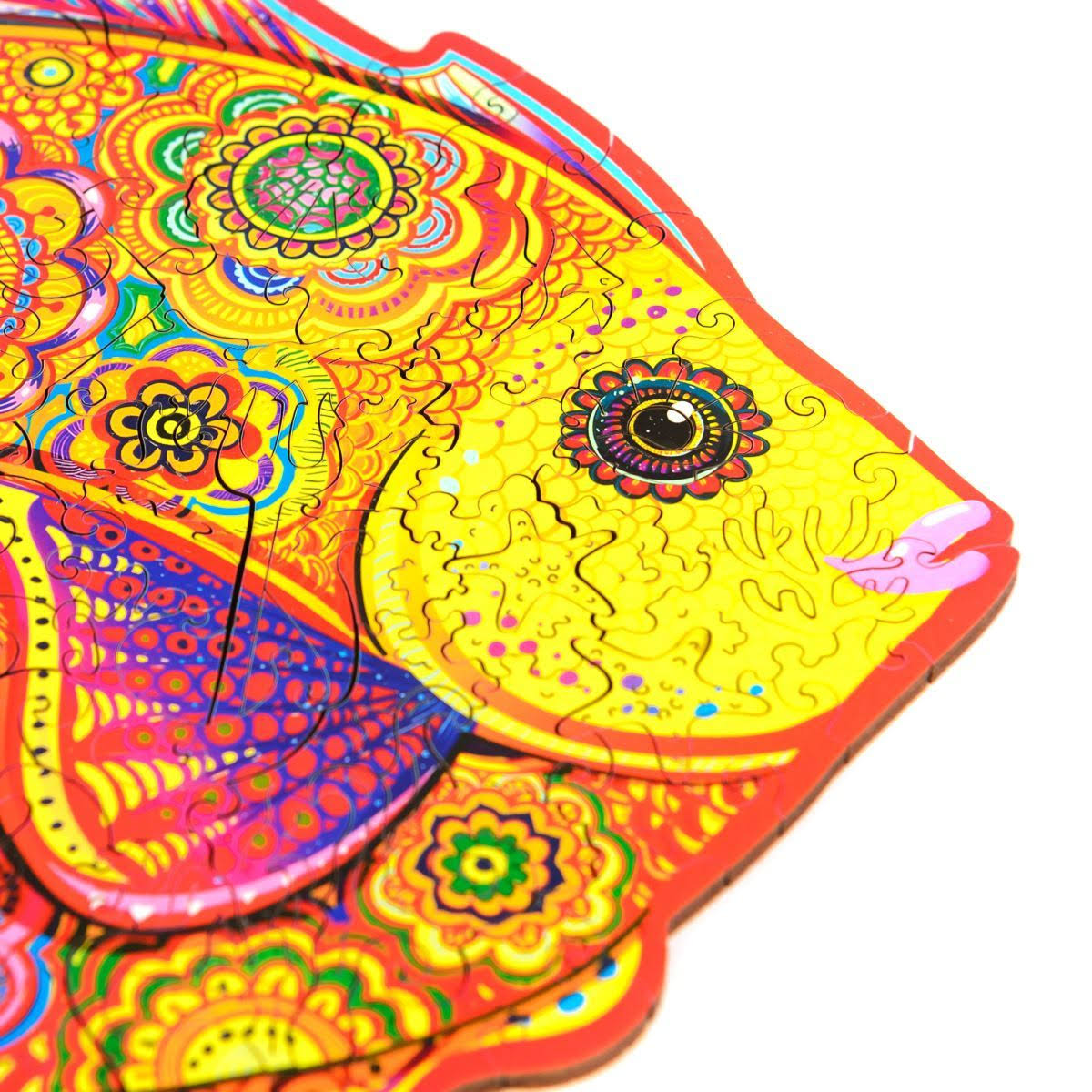 Unidragon Wooden Jigsaw Puzzle, Best Gift for Adults and Kids, Unique Shape Jigsaw Pieces Shining Fish, 12.6 x 9.6 in (32 x 24 c