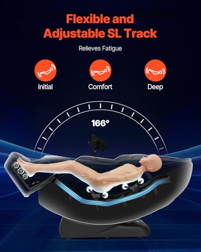 VEVOR Massage Chair, 4D Full Body Zero Gravity Recliner with SL Track, Yoga Stretch, AI Voice Control, Heat, Foot Roller, Retractable Pedal, 36 Airbags, LCD, Armrest Controls, Rolling Base