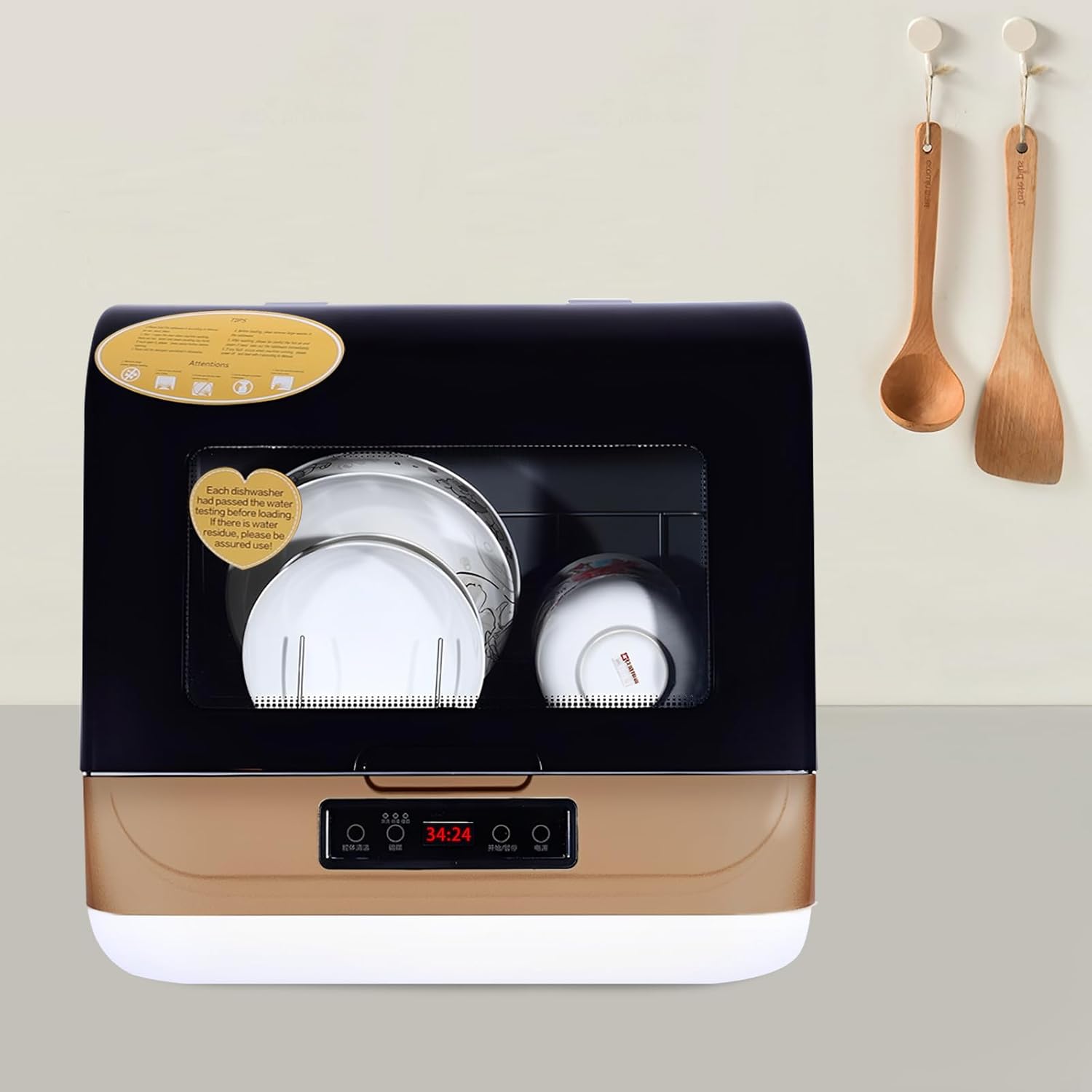 Portable Countertop Dishwasher 800W Small Dishwasher with 3 Cleaning Modes and 70℃ Max. Working Temperature Countertop Automatic Dishwasher Suitable for Washing Dishes after a Meal at Your Home