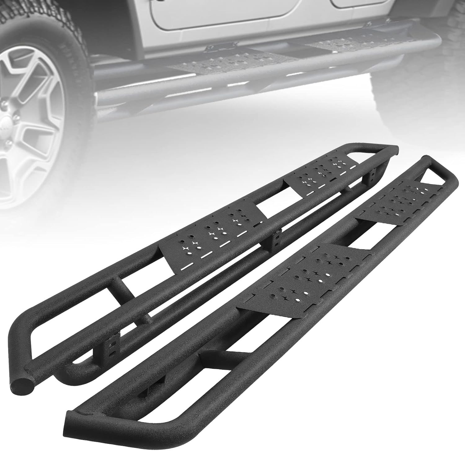 OTHOWE Running Boards Compatible with 2007-2018 Jeep Wrangler JK Unlimited 4 Door Door Step Drop Down Side Step,Hoop，Nerf Bar