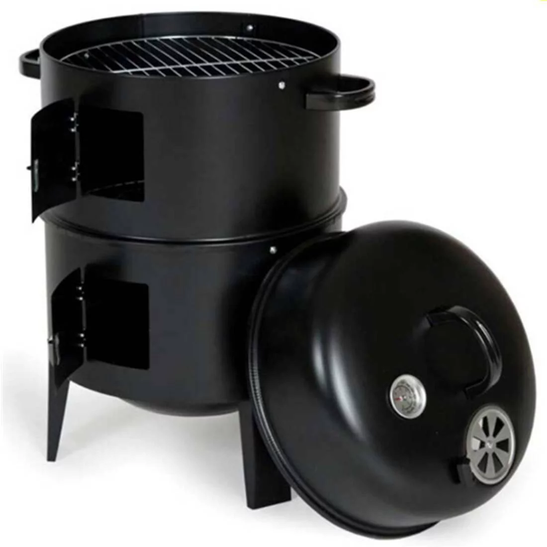 YouLoveIt Charcoal Grill, Smokeless Grill, Vertical Charcoal BBQ Smoker, 3 in 1 Charcoal Barbecue Grill Outdoor Vertical Smoke Portable Meat Cooker