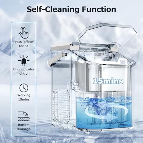 ZAFRO Nugget Ice Maker Countertop with Handle, Pellet Ice Machine with Self-Cleaning, 35Lbs/24Hrs, Chewable Ice Cubes, Nugget Ice Maker with Ice Basket/Ice Scoop for Home/Office/Bar/Party