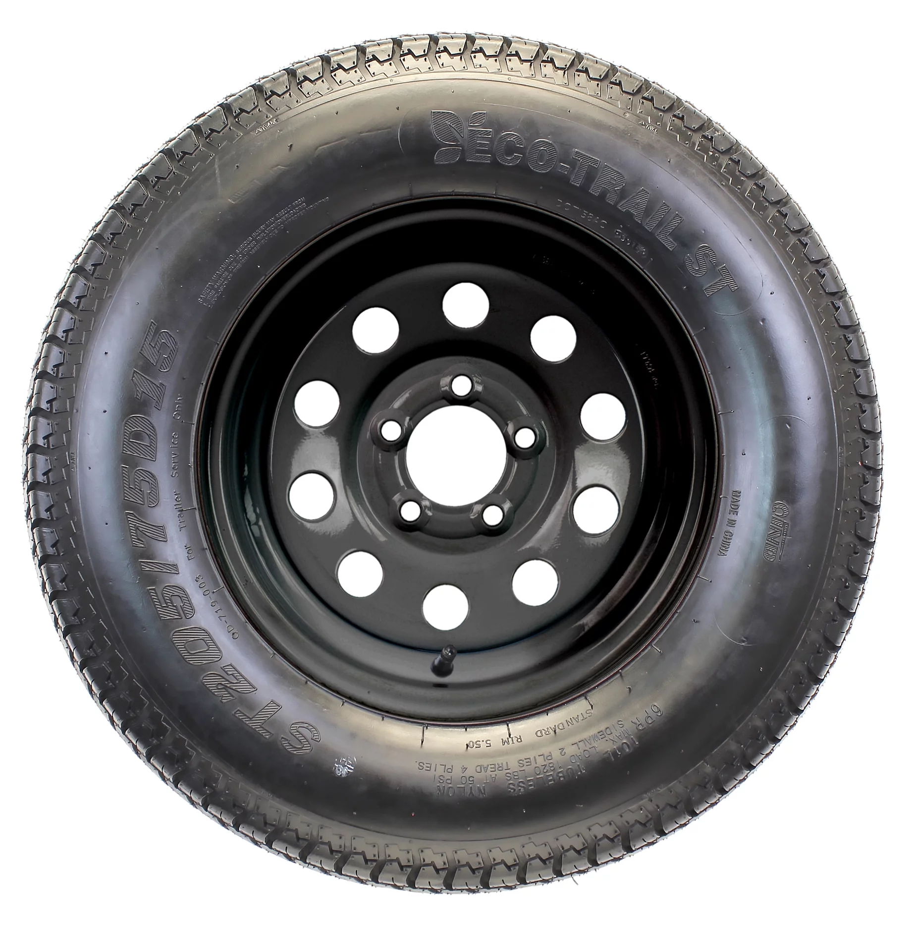 2-Pk Trailer Tire On Black Wheel Modular Rim ST205/75D15 LRC 5 Lug On 4.5 15 x 5