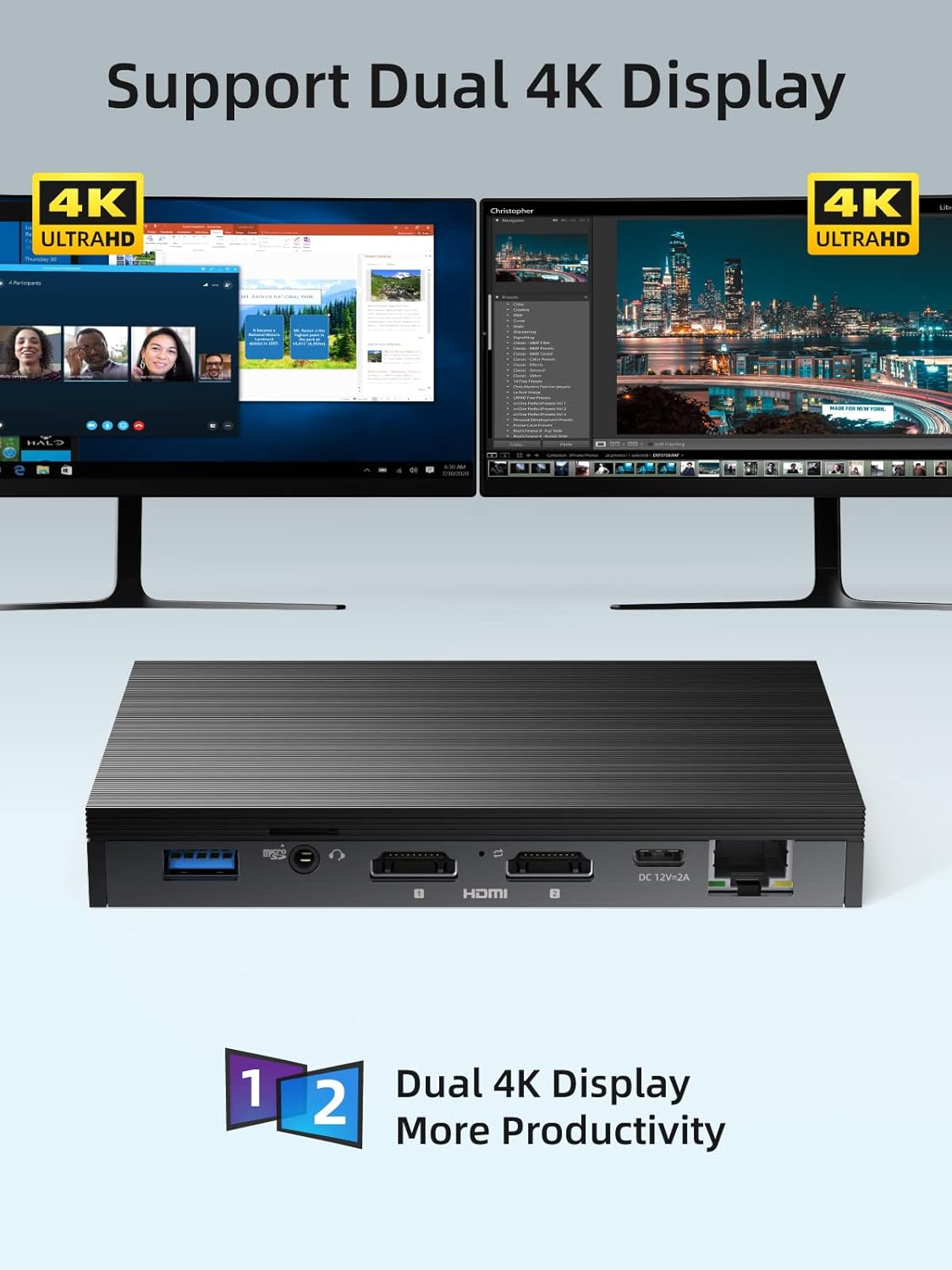 MeLE Mini PC Quieter2Q Fanless Windows 11 Pro Portable Desktop Micro Computer J4125 8G 256GB 4K Dual HDMI Gigabit Ethernet Small Form Factor pc for Home Office School Business Media Industry IoT Etc.