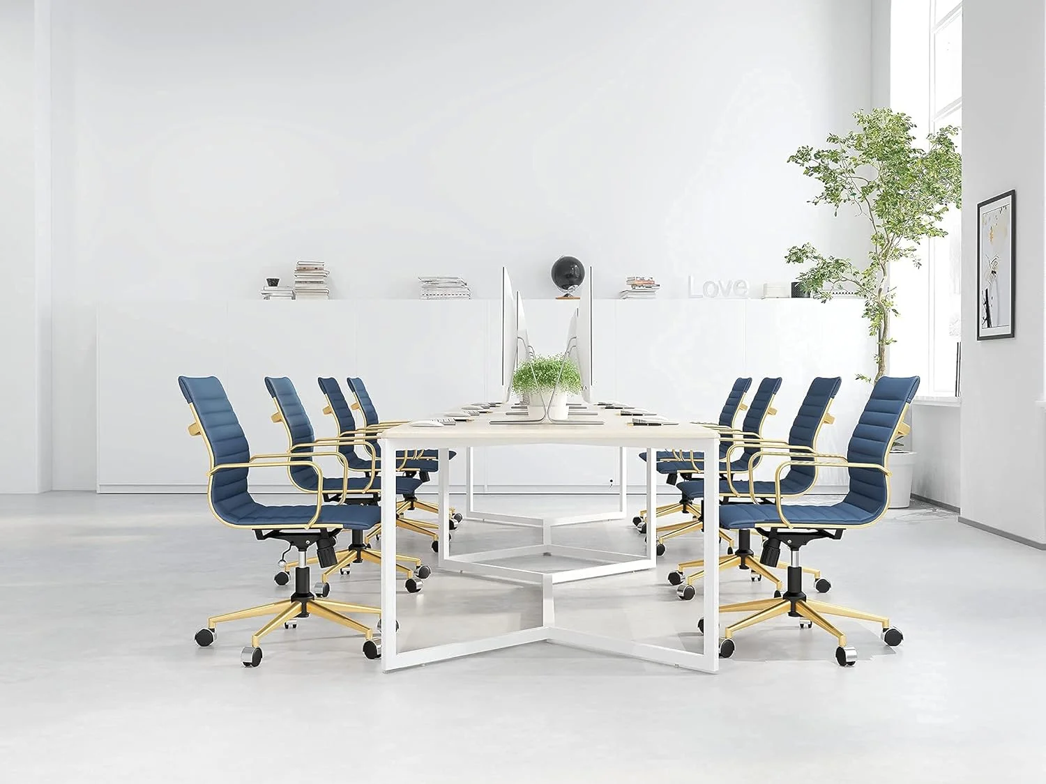Executive Office Chair Office Chair Rolling Office Chair With Back Support Ergo Office Chair With Caster Wheels Office Chair For Heavy People 320Lbs Swivel Office Chair (GD-Blue)