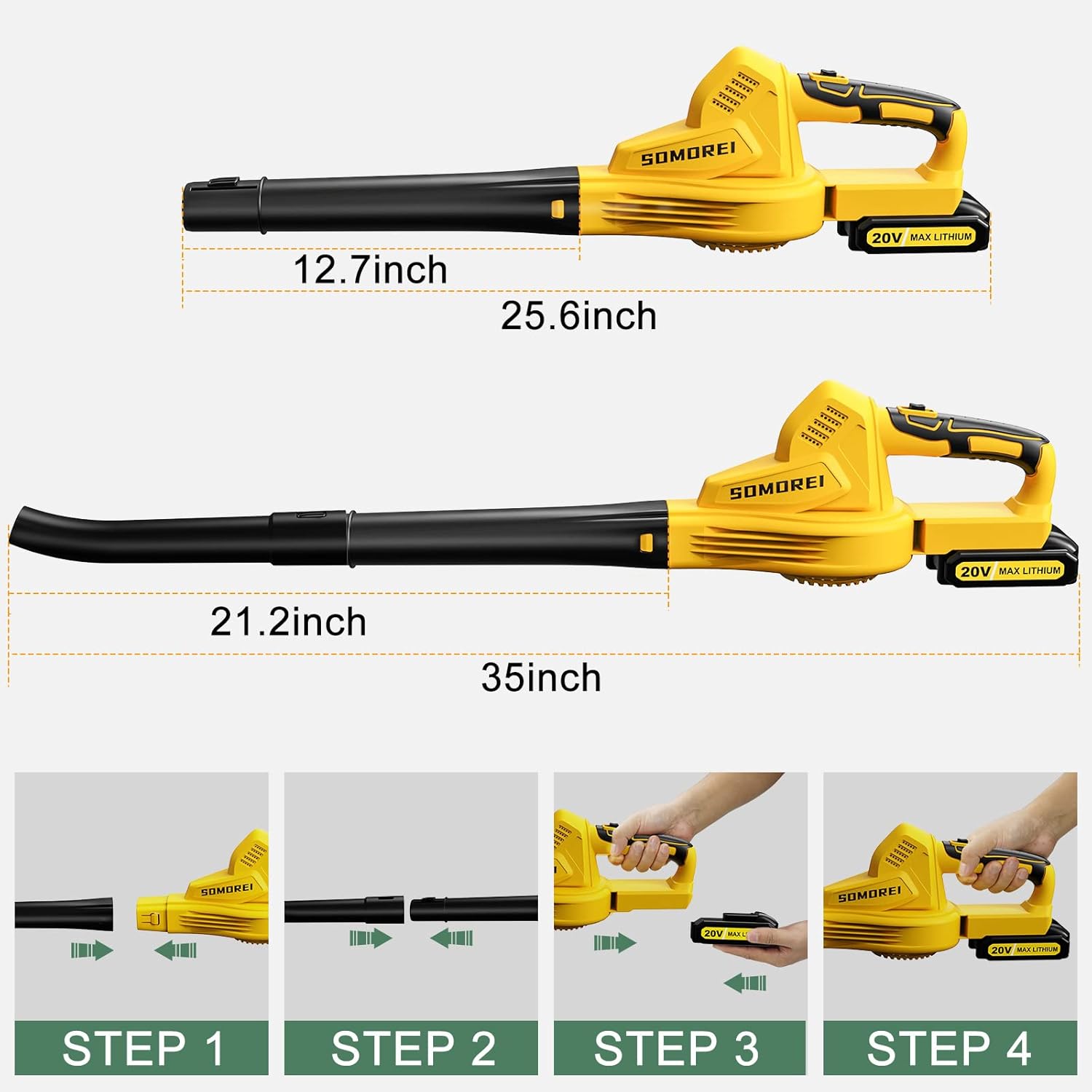 Cordless Leaf Blower Battery Operated: 20V Electric Mini Handheld Leaf Blower - Lightweight Small Powerful Blower Battery Powered for Lawn Care | Patio | Jobsite