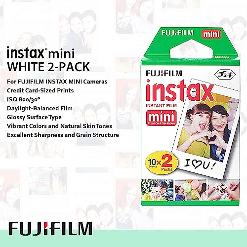 Fujifilm Instax Mini EVO Hybrid Brown Instant Camera | Fuji Instax Mini Twin Pack Instant Film | 32GB microSD | Camera Case - Bundle