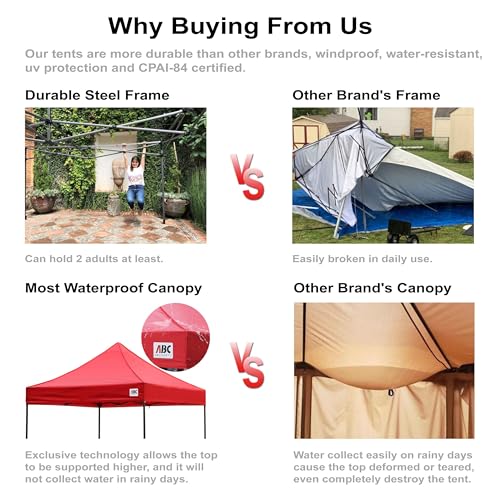 ABCCANOPY Easy Pop Up Canopy Tent with Sidewalls 10x10 Commercial -Series, White
