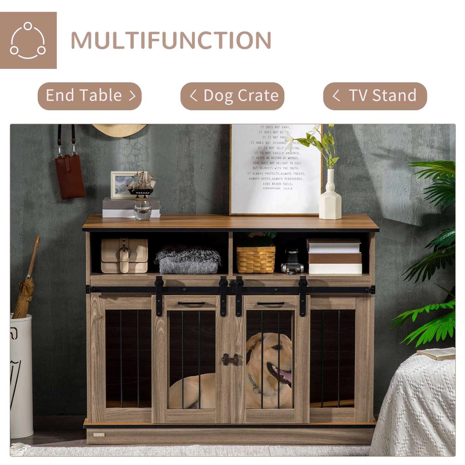 PawHut Dog Crate Furniture for Large Dogs Double Dog Kennel for Small Dogs with Shelves - Pet Supplies online store