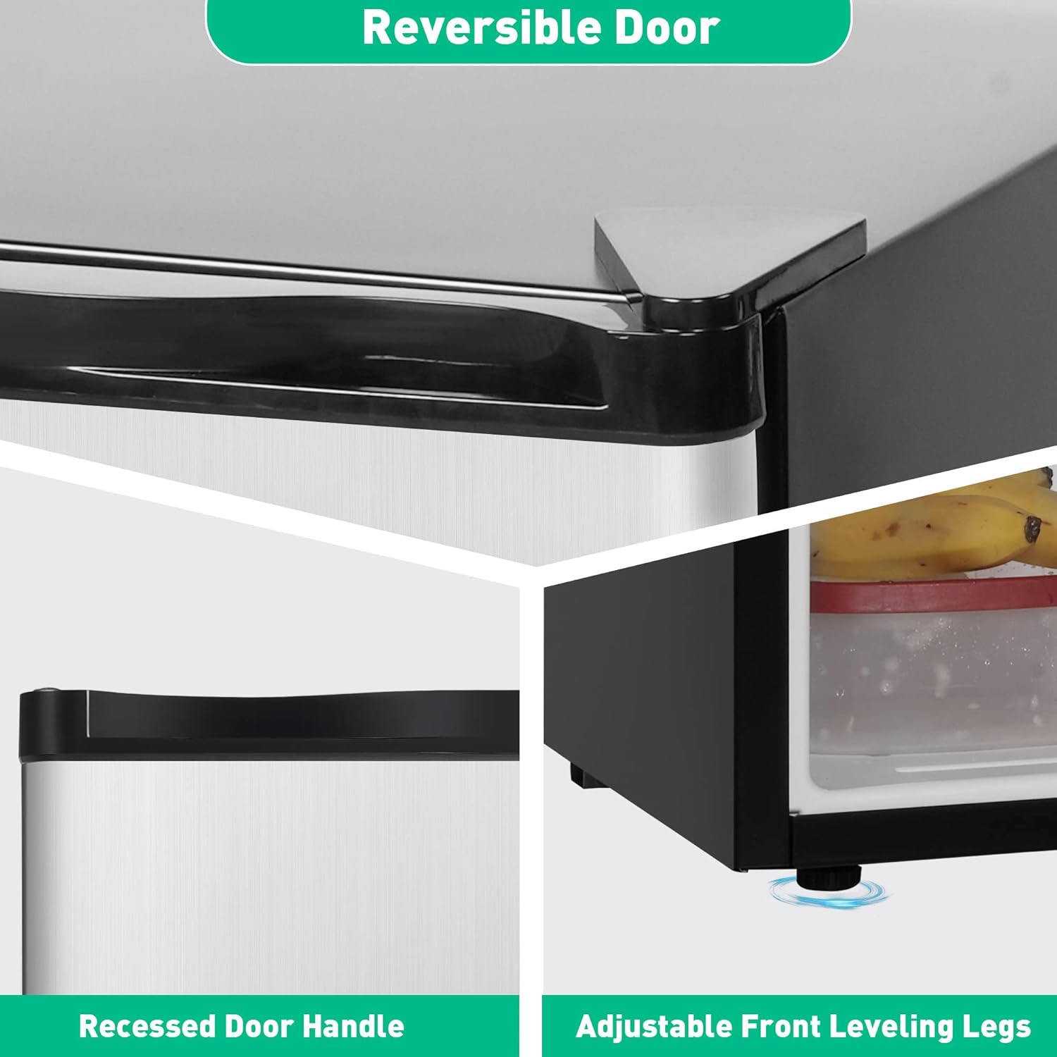 3.2 Cu.Ft. Mini Fridge with Freezer, Compact Refrigerator with Reversible Door, Adjustable Legs, Adjustable Thermostat Control, Small Fridge Perfect for Home/Dorm/Office/Apartment